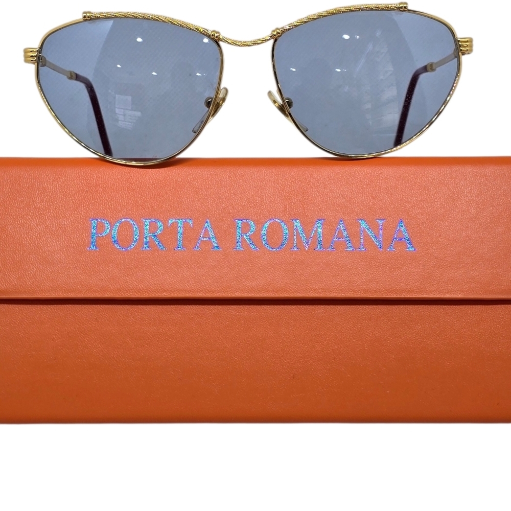 Porta Romana Sunglasses with Gold Frame and BLUE Lenses